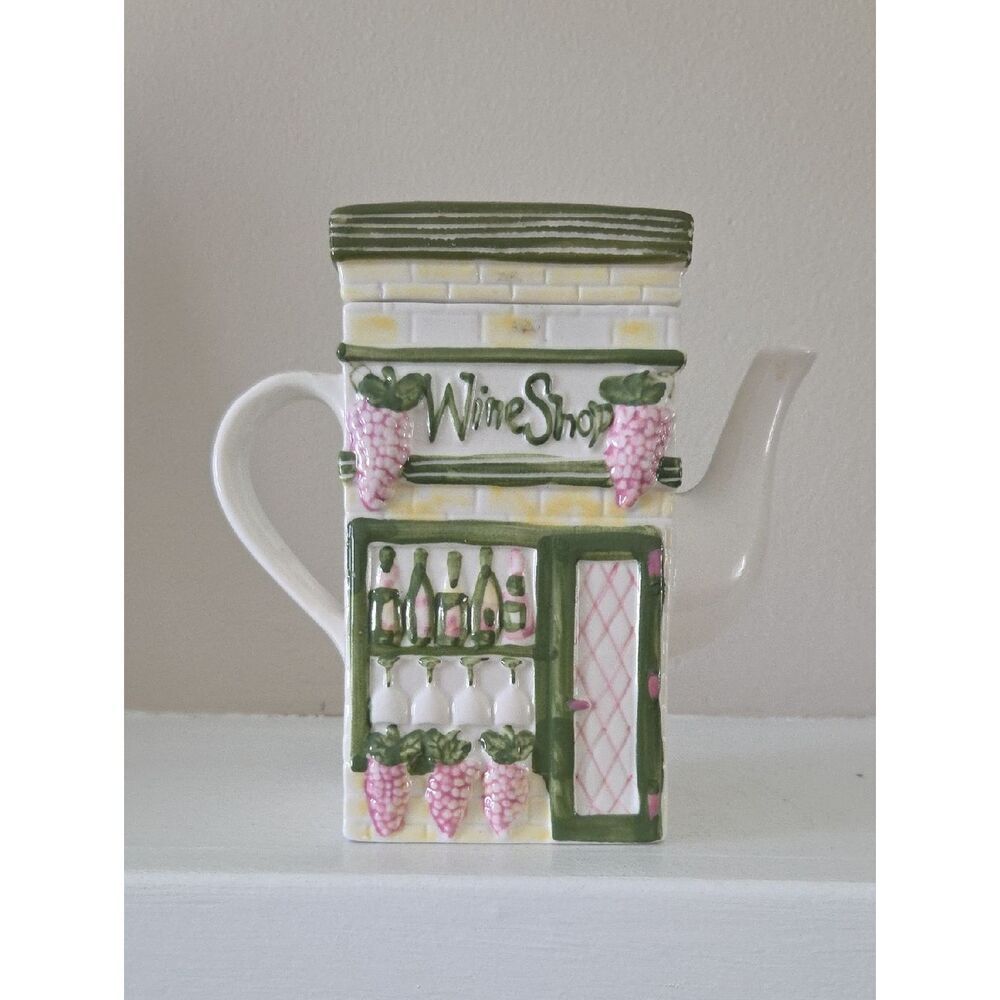 Vintage Ceramic Wine Shop Teapot